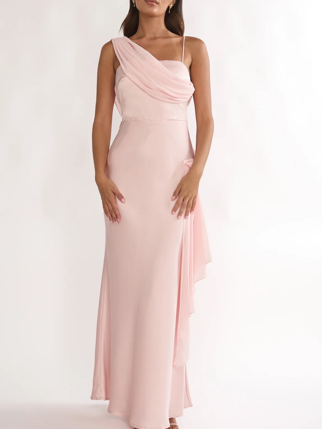 Selfie Leslie One-Shoulder Blush Pink Evening Dress